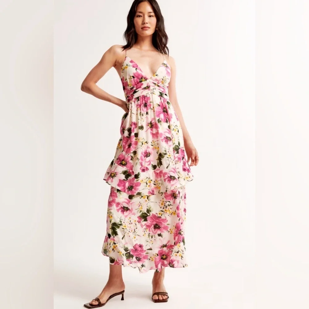 Abercrombie & Fitch colorful flower print maxi dress NWT